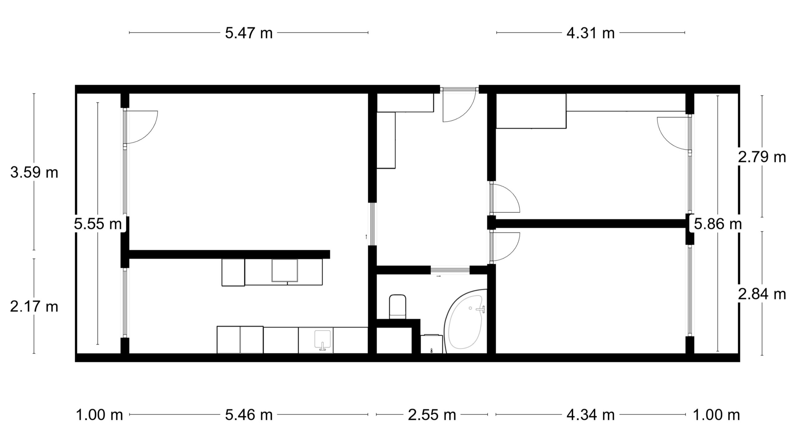 Plánek_2D_rozměry_Havlíčkova